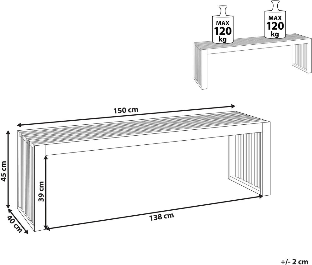 Beliani 2 sodo suoliukų rinkinys SULZANO 150 cm akacijos mediena, rudas