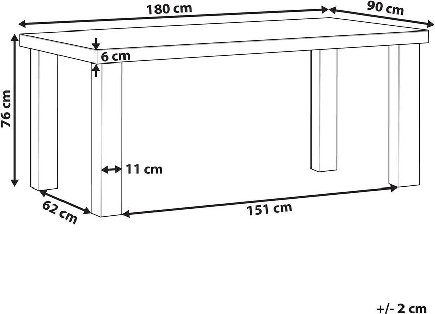 Beliani Sodo stalas TARANTO 180 cm 90 cm betono pilkos spalvos