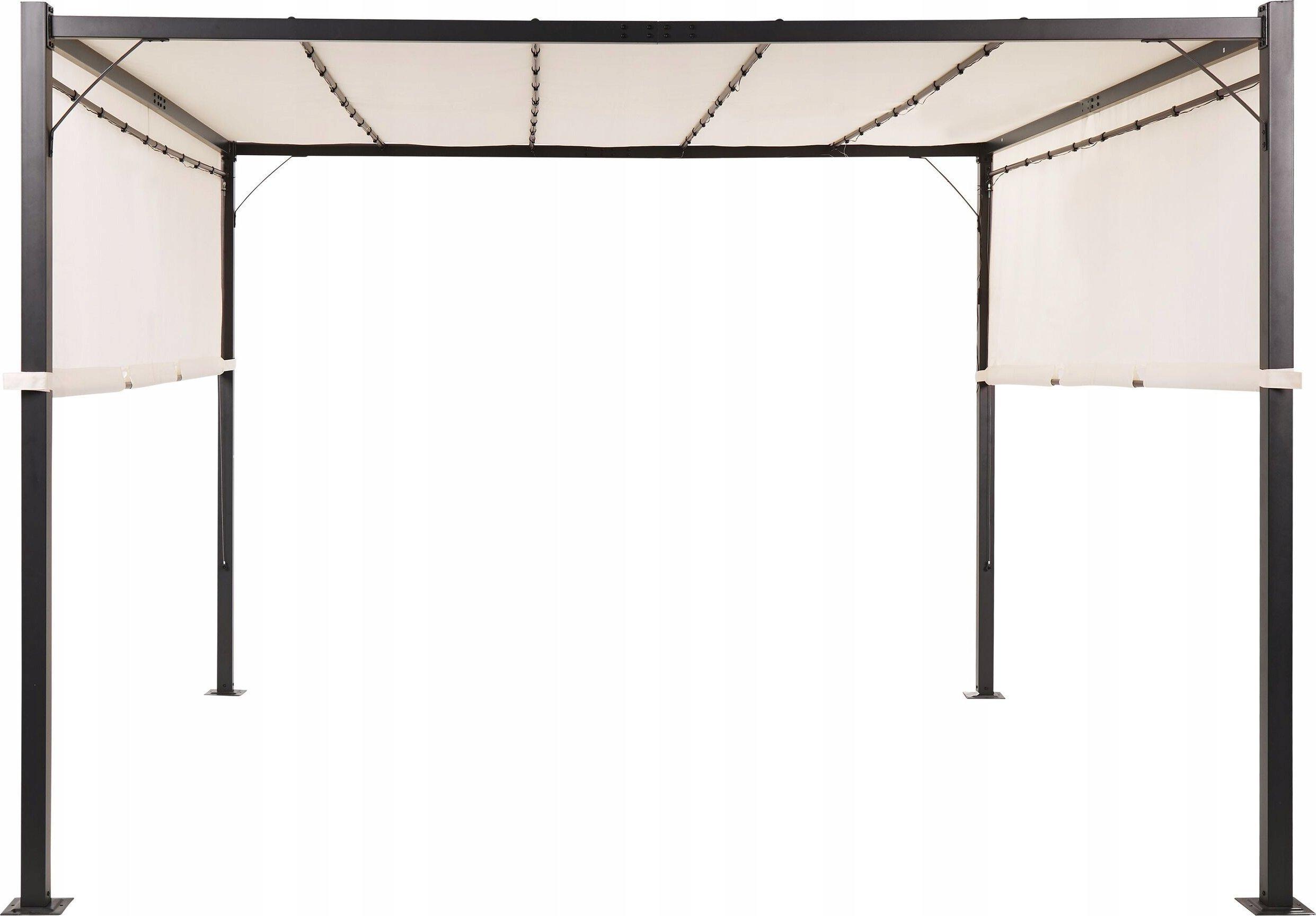 Beliani Sodo pavėsinė LED PARGA metalinė 310 cm x 310 cm smėlio spalvos