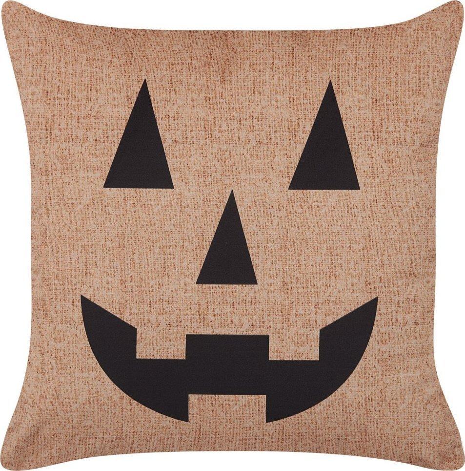 Beliani Lumarko Velour dekoravimo pagalvėlė su Halloween moliūgų 45 x 45 cm SEBES smėlio!