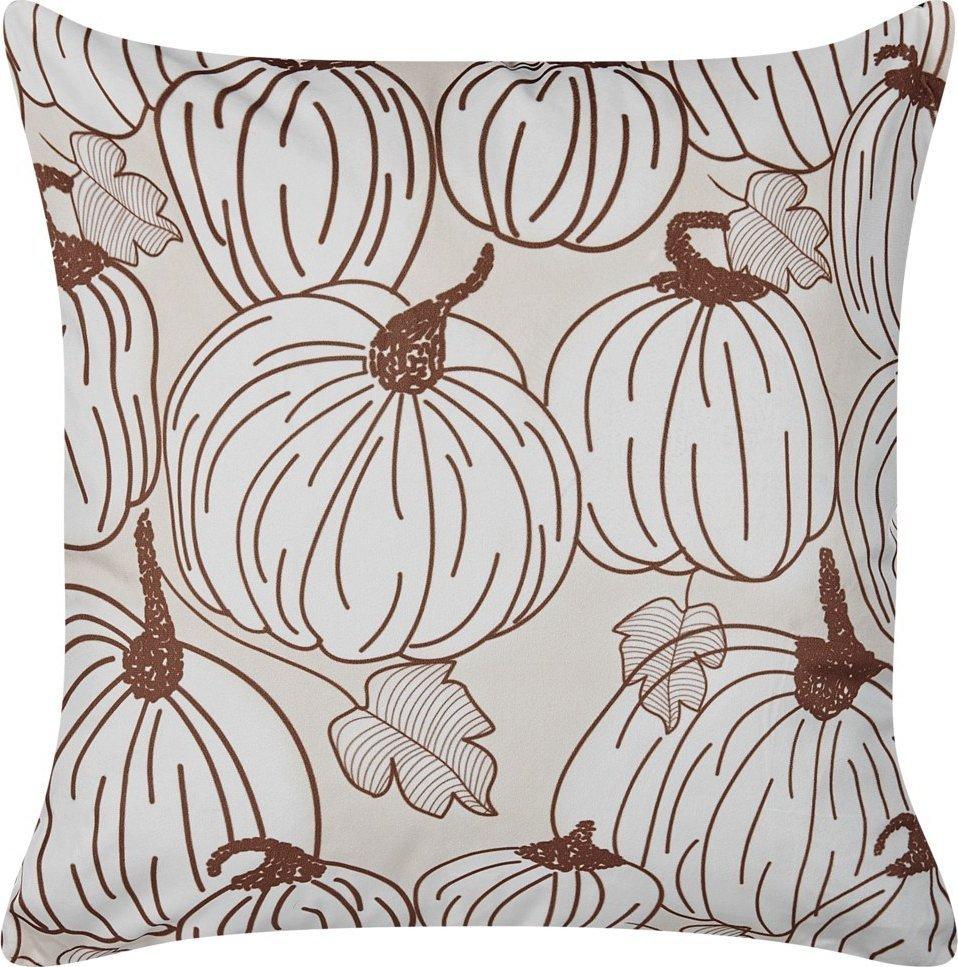 Beliani Lumarko Velour dekoravimo pagalvėlė moliūgų 45 x 45 cm smėlio GORD!