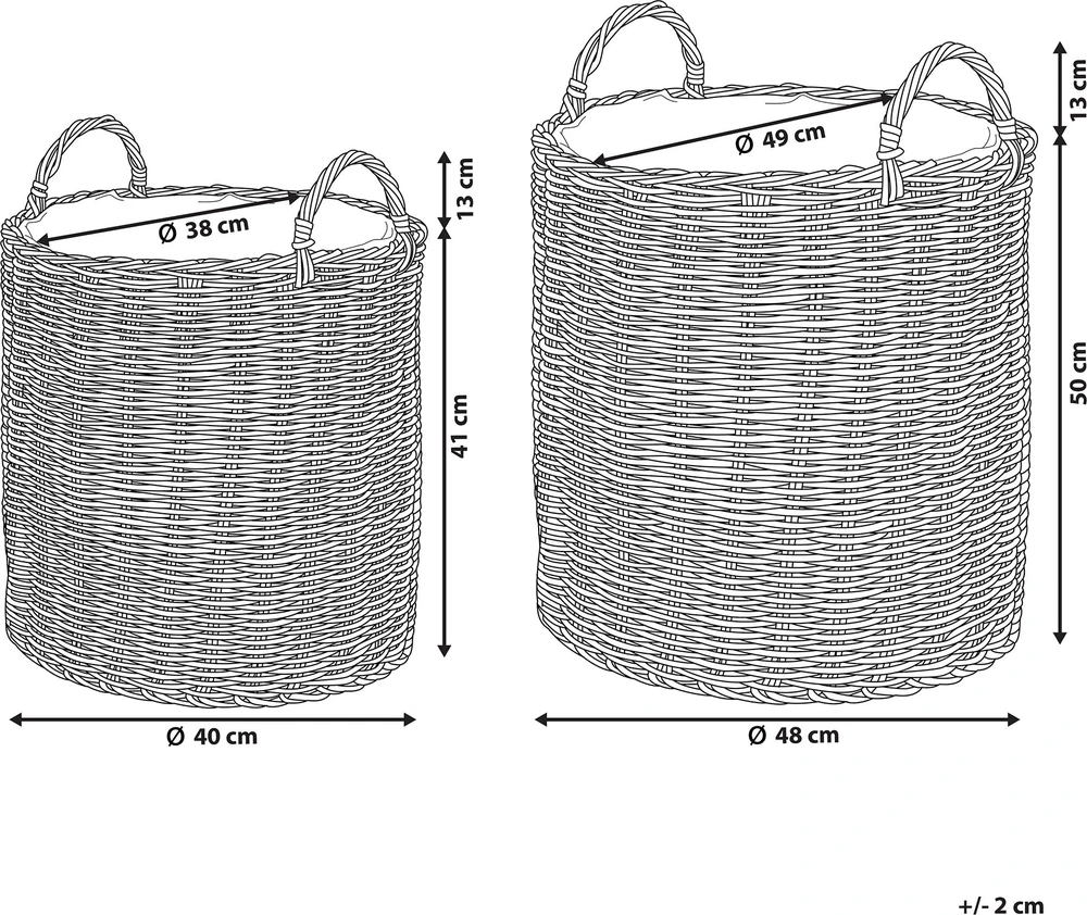Beliani 2 krepšių gėlėms rinkinys BITOLA 40/48 cm, rudas, technoratanas