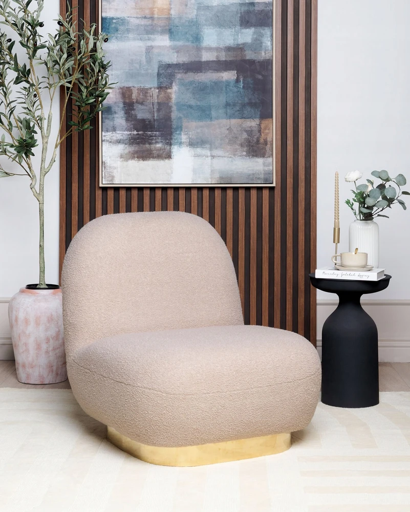 Beliani LOVIISA Boucle fotelis, smėlio spalvos