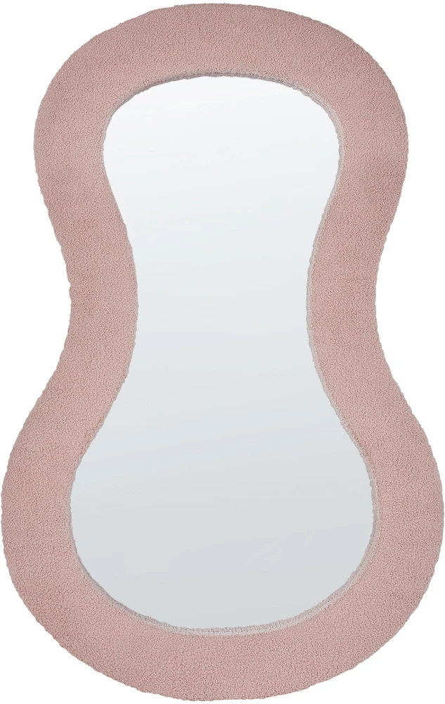 Beliani Sieninis veidrodis PLANCHEZ 70 cm 112 cm Boucle rožinis