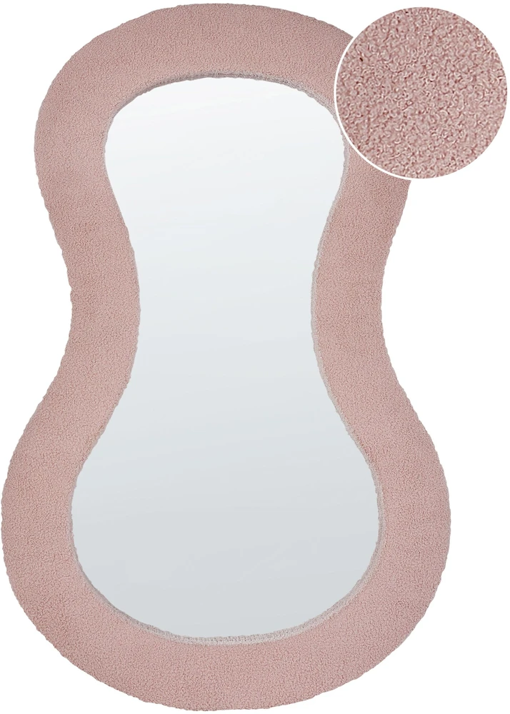 Beliani Sieninis veidrodis PLANCHEZ 70 cm 112 cm Boucle rožinis