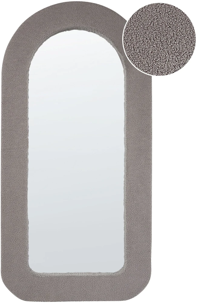 Beliani Sieninis veidrodis CERVON 60 cm 120 cm Boucle smėlio pilkos spalvos