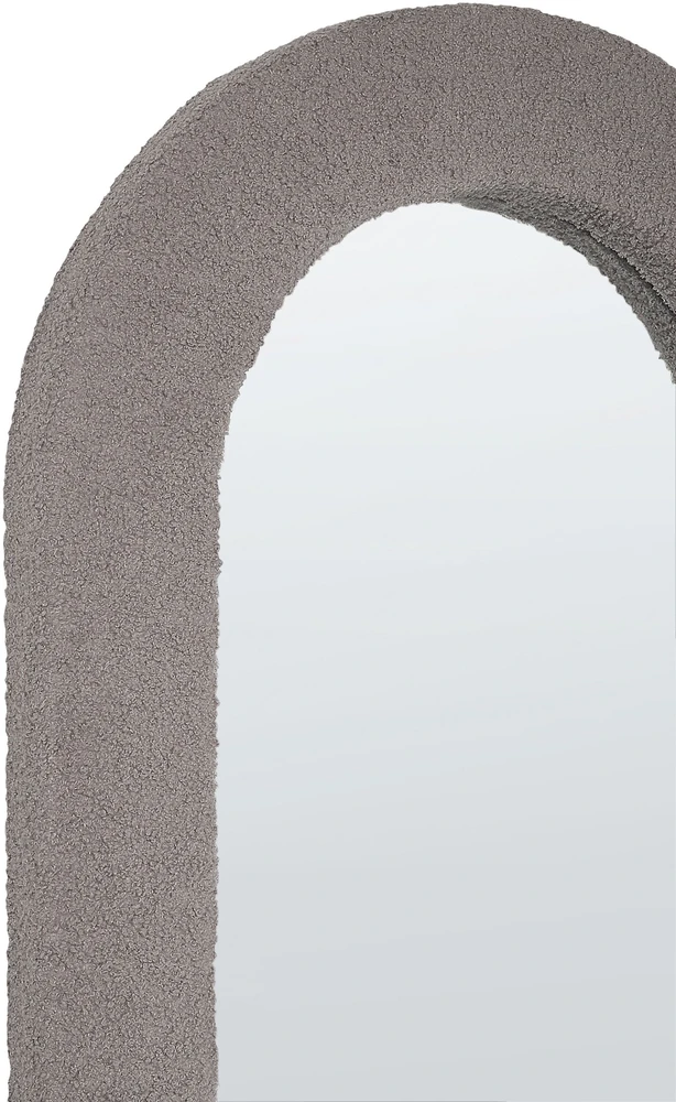 Beliani Sieninis veidrodis CERVON 60 cm 120 cm Boucle smėlio pilkos spalvos