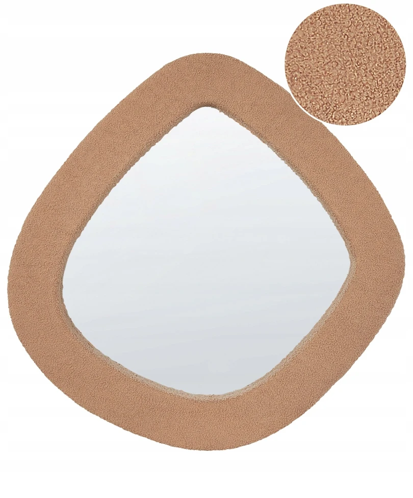 Beliani Sieninis veidrodis EPIRY 79 cm 80 cm Boucle šviesiai rudas