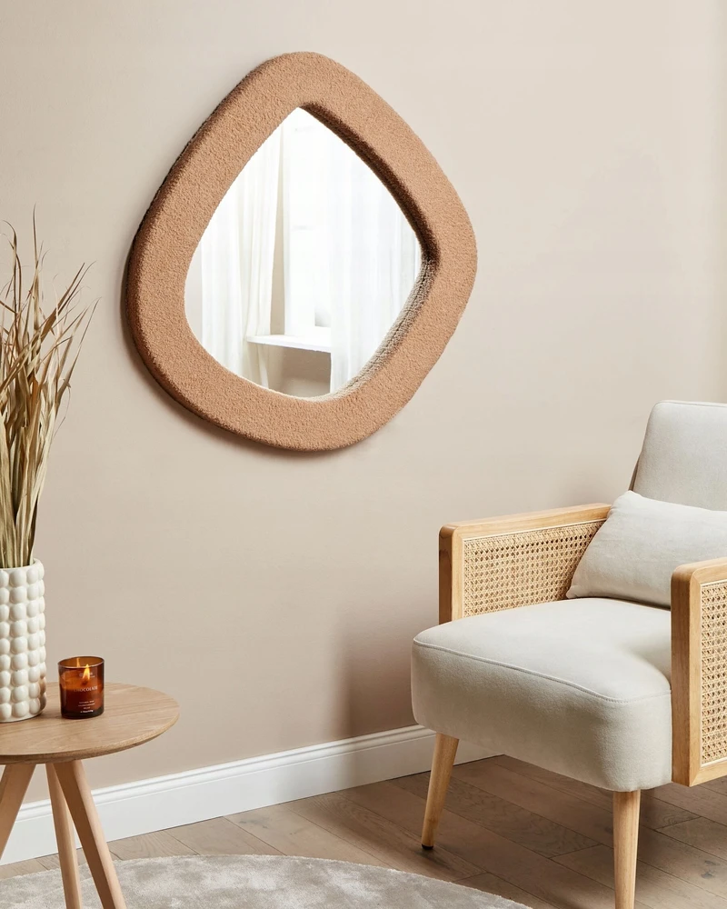 Beliani Sieninis veidrodis EPIRY 79 cm 80 cm Boucle šviesiai rudas