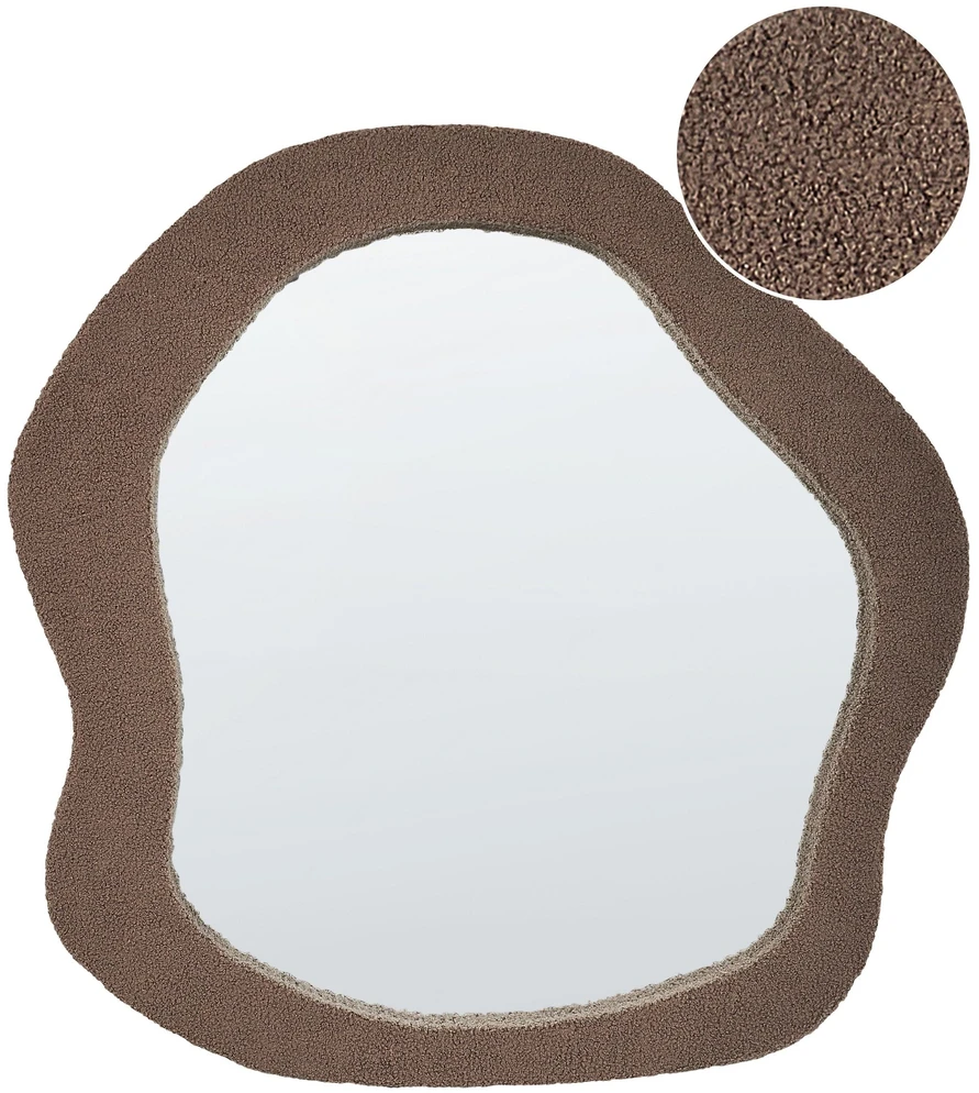 Beliani Sieninis veidrodis BLISMES 79x80 cm, boucle, rudas