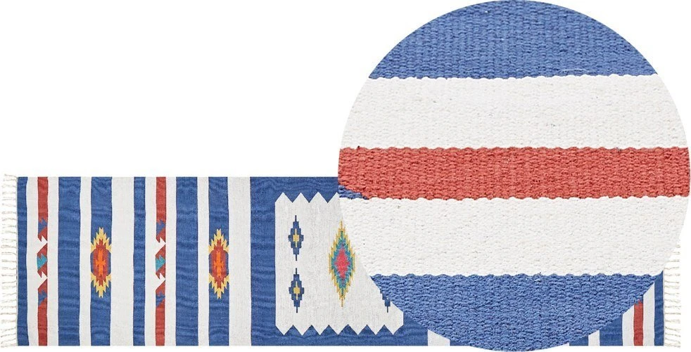 Beliani Kilimas VARSER spalvotas 80 x 300 cm medvilninis Kilim