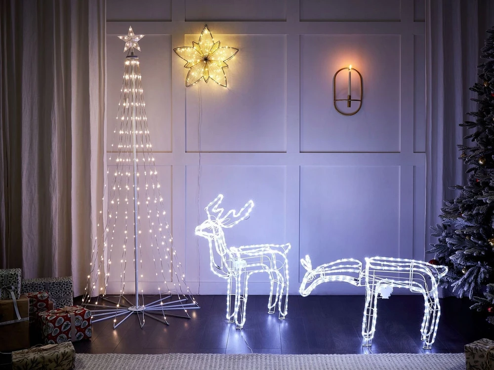 Beliani Sodo LED dekoracija INNNES elnias 94 cm balta