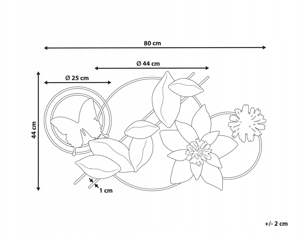 Beliani Sieninė dekoracija Kwiat THORIUM metalinė 44 cm spalvota