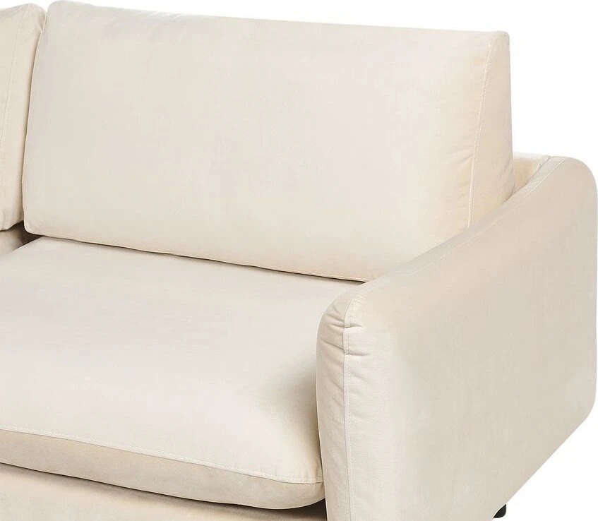 Beliani 4 vietų kampinė sofa VINTERBRO, veliūrinė, šviesiai smėlinė, dešininė