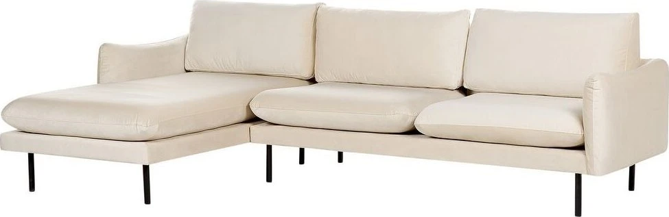 Beliani 4 vietų kampinė sofa VINTERBRO, veliūrinė, šviesiai smėlinė, dešininė