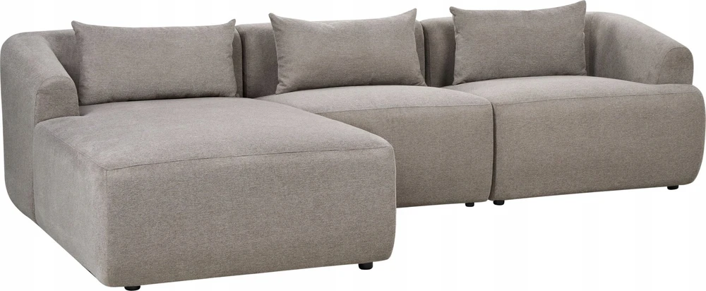 Beliani Trivietė kampinė sofa SVANSELE smėlio pilkumo spalvos, dešininė