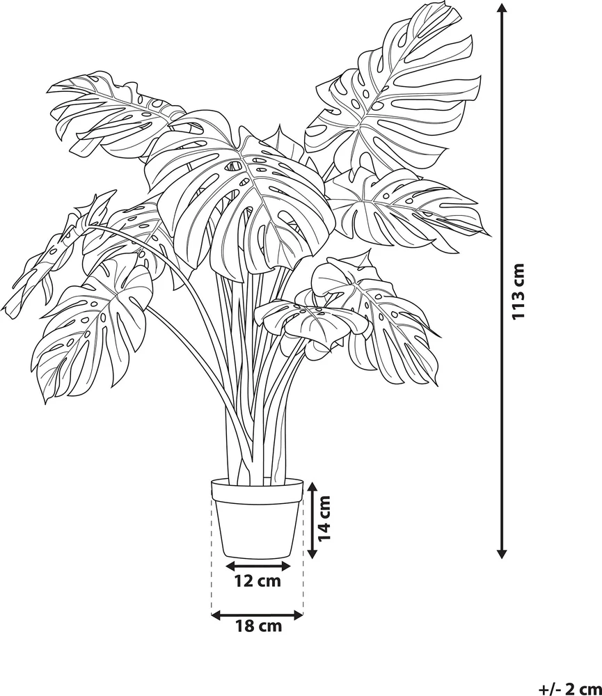 Beliani Dirbtinis augalas MONSTERA PLANT 113 cm Žalias