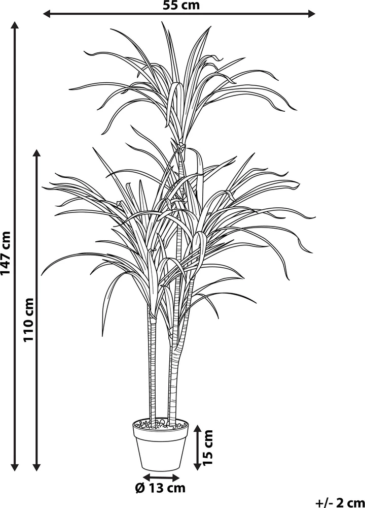 Beliani Dirbtinis augalas DRACAENA ANITA 147 cm žalias