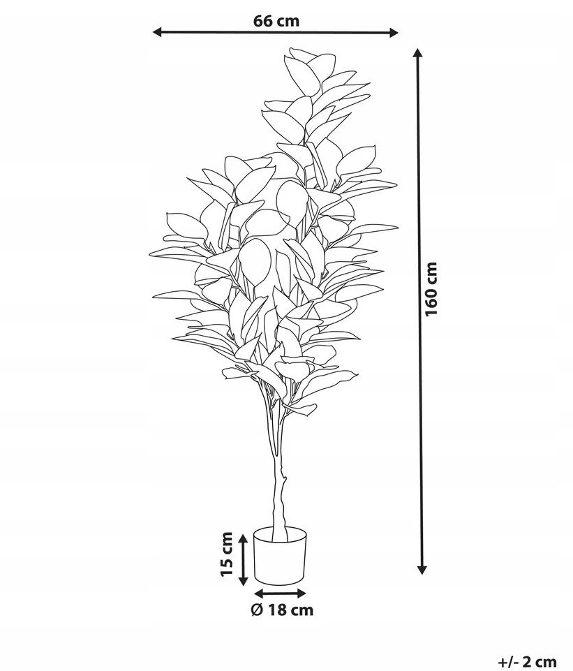 Beliani Dirbtinis augalas FICUS ELASTICA 160 cm žalias