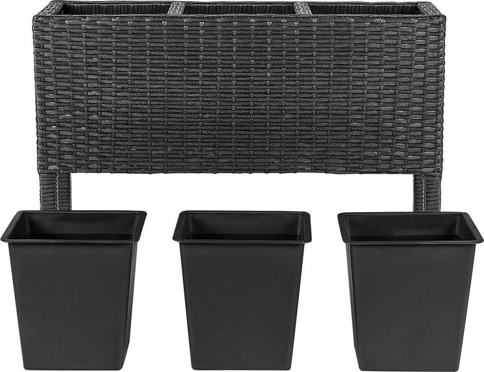 Beliani Gėlių vazonas CARAGANA su kojelėmis 77 cm juodas technorotangas