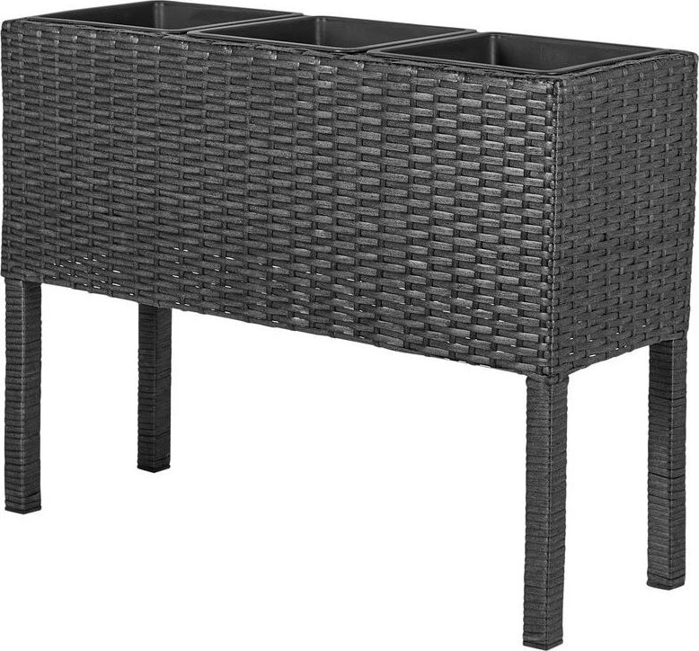 Beliani Gėlių vazonas CARAGANA su kojelėmis 77 cm juodas technorotangas