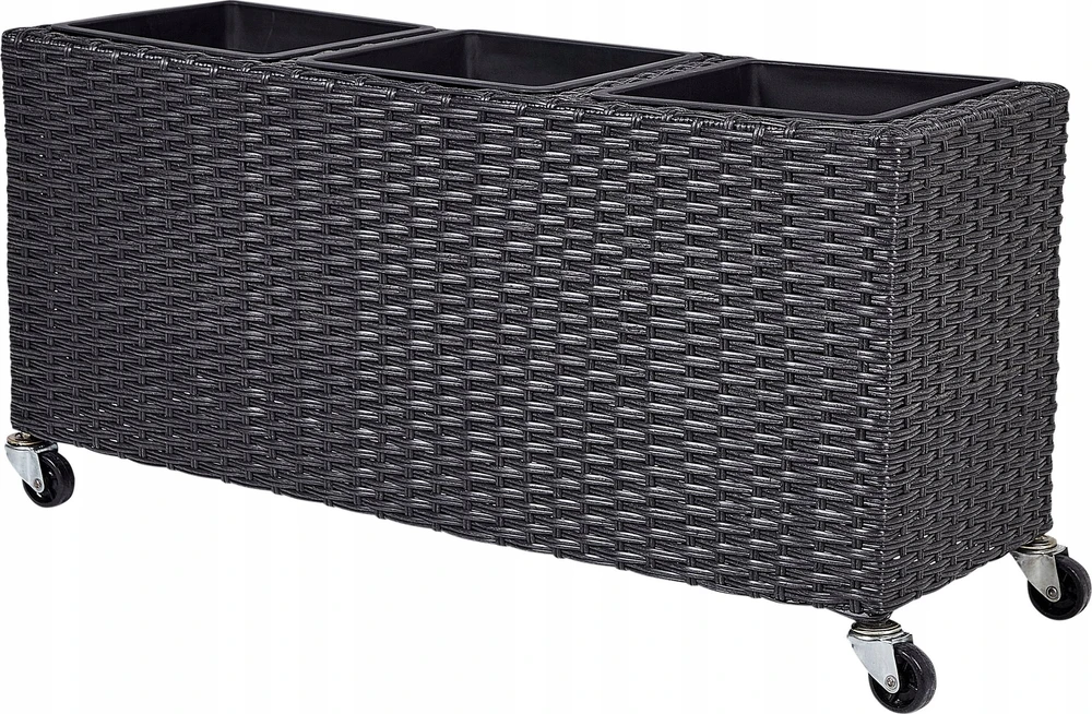 Beliani Gėlių vazonas BELLIS 82 cm juodas, technoratanas