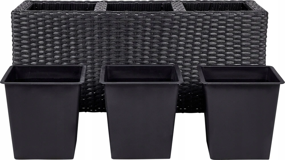 Beliani Gėlių vazonas BELLIS 82 cm juodas, technoratanas