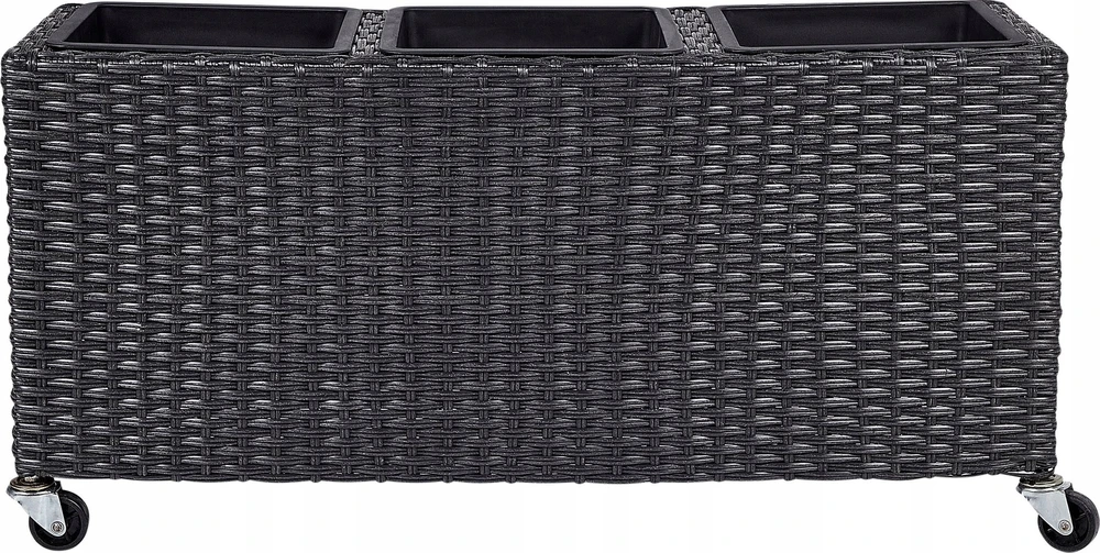 Beliani Gėlių vazonas BELLIS 82 cm juodas, technoratanas