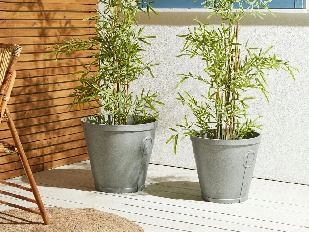 Beliani Gėlės vazonas VARI 41 cm pilkas