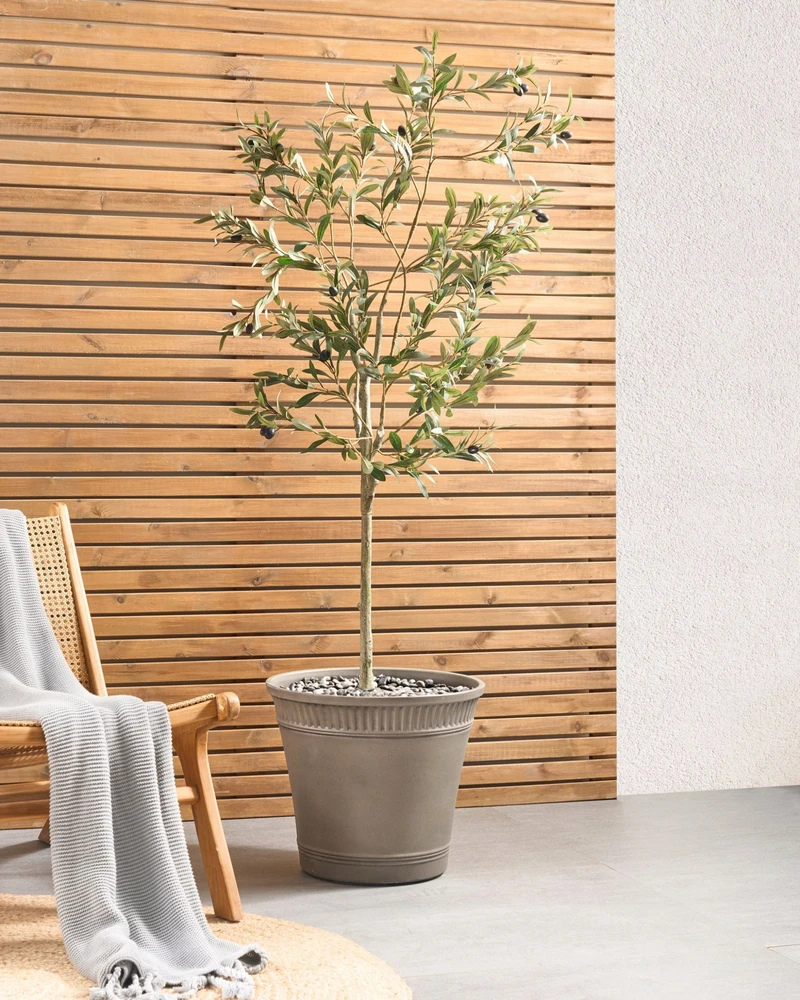 Beliani Gėlių vazonas CISTUS 44 cm pilkas