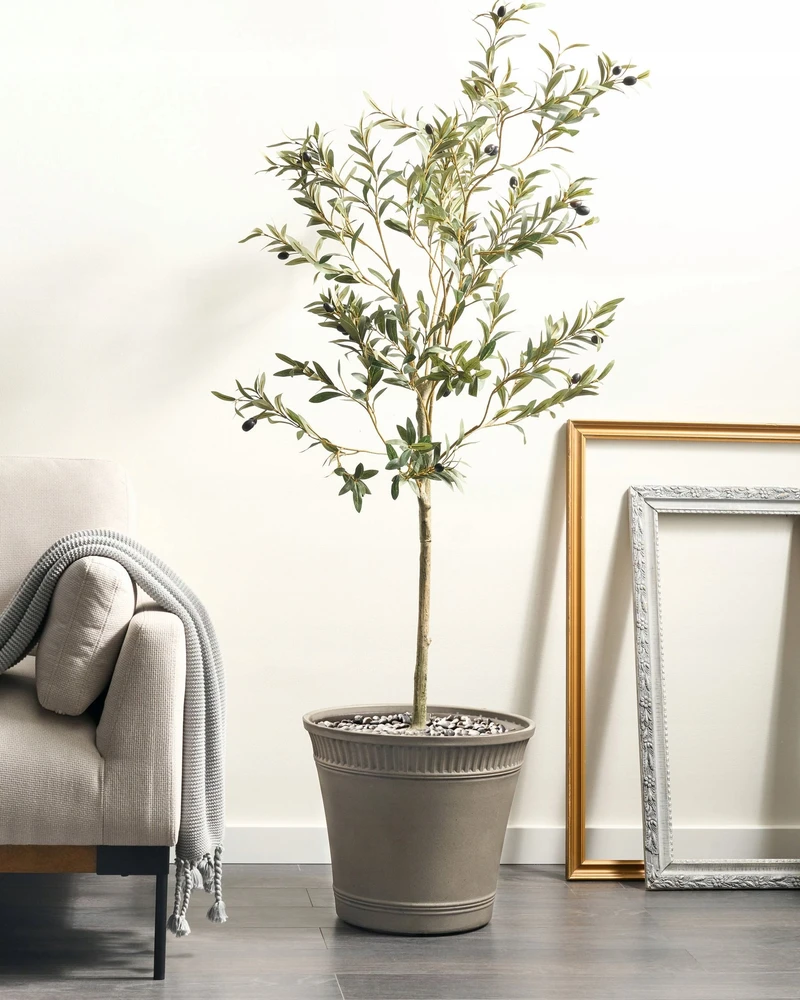 Beliani Gėlių vazonas CISTUS 44 cm pilkas