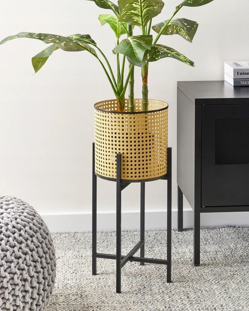 Beliani Gėlių stovas FALLOPIA metalinis 25 cm smėlio spalvos