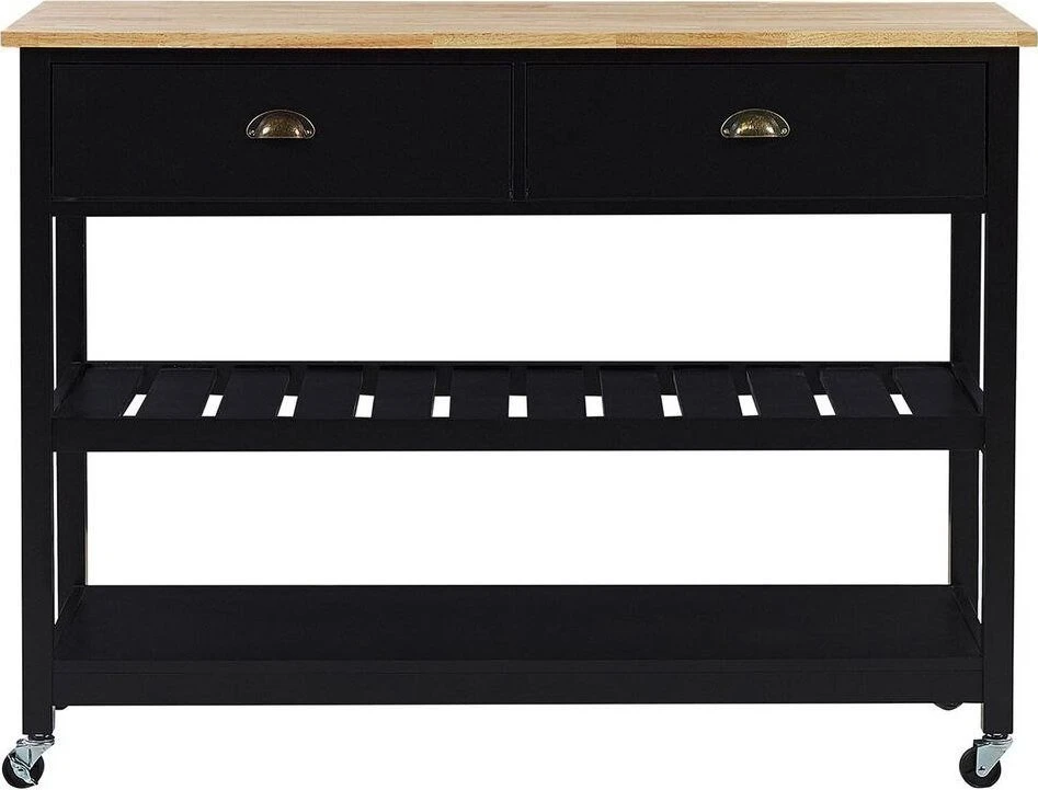 Beliani Virtuvinis vežimėlis NAVARINO, medinis, juodas