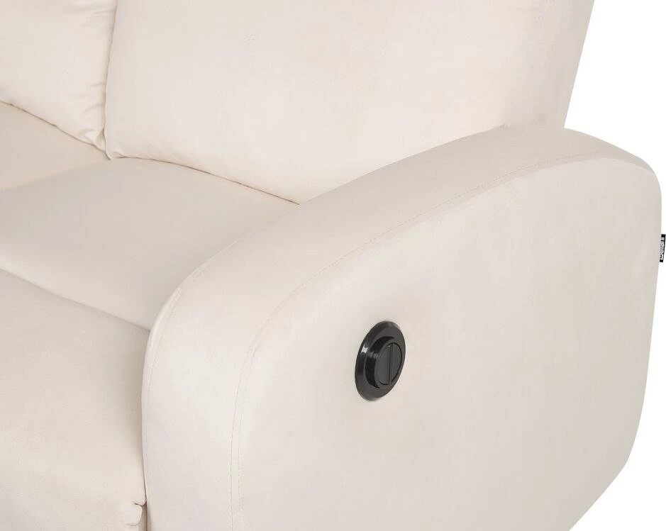 Beliani 2 vietų sofa su elektrine relaksacijos funkcija VERDAL, veliūrinė, smėlio spalvos