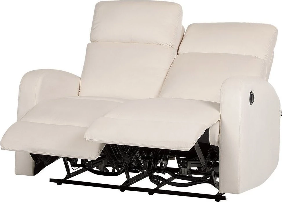 Beliani 2 vietų sofa su elektrine relaksacijos funkcija VERDAL, veliūrinė, smėlio spalvos