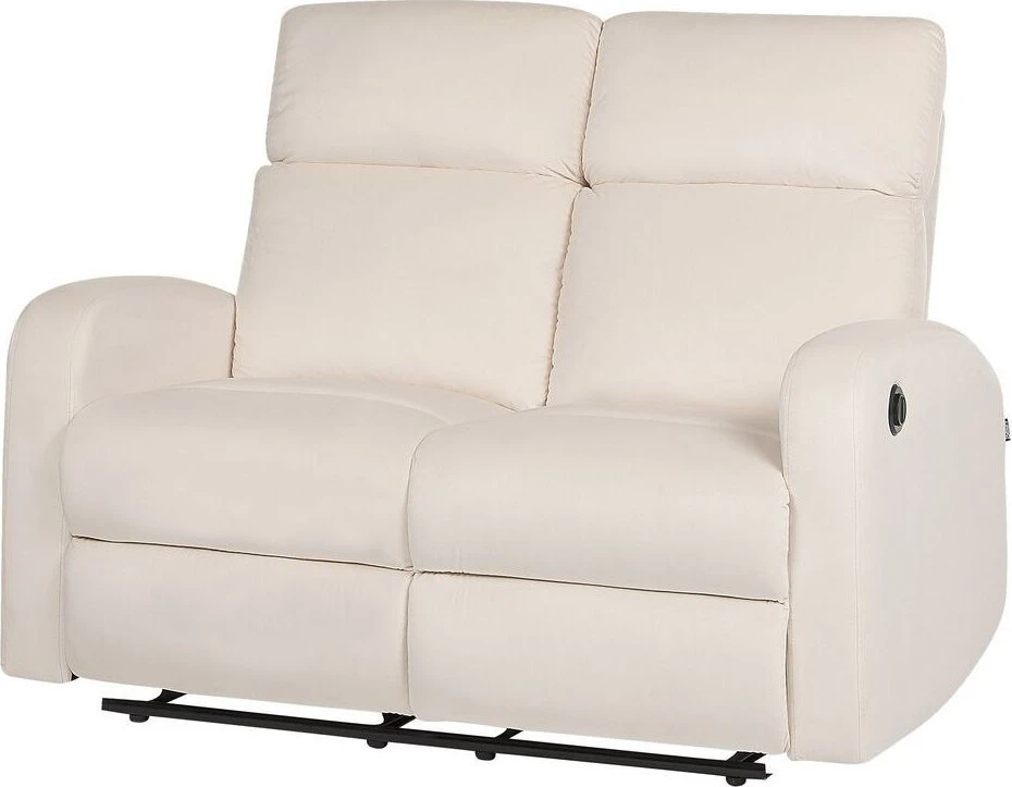 Beliani 2 vietų sofa su elektrine relaksacijos funkcija VERDAL, veliūrinė, smėlio spalvos