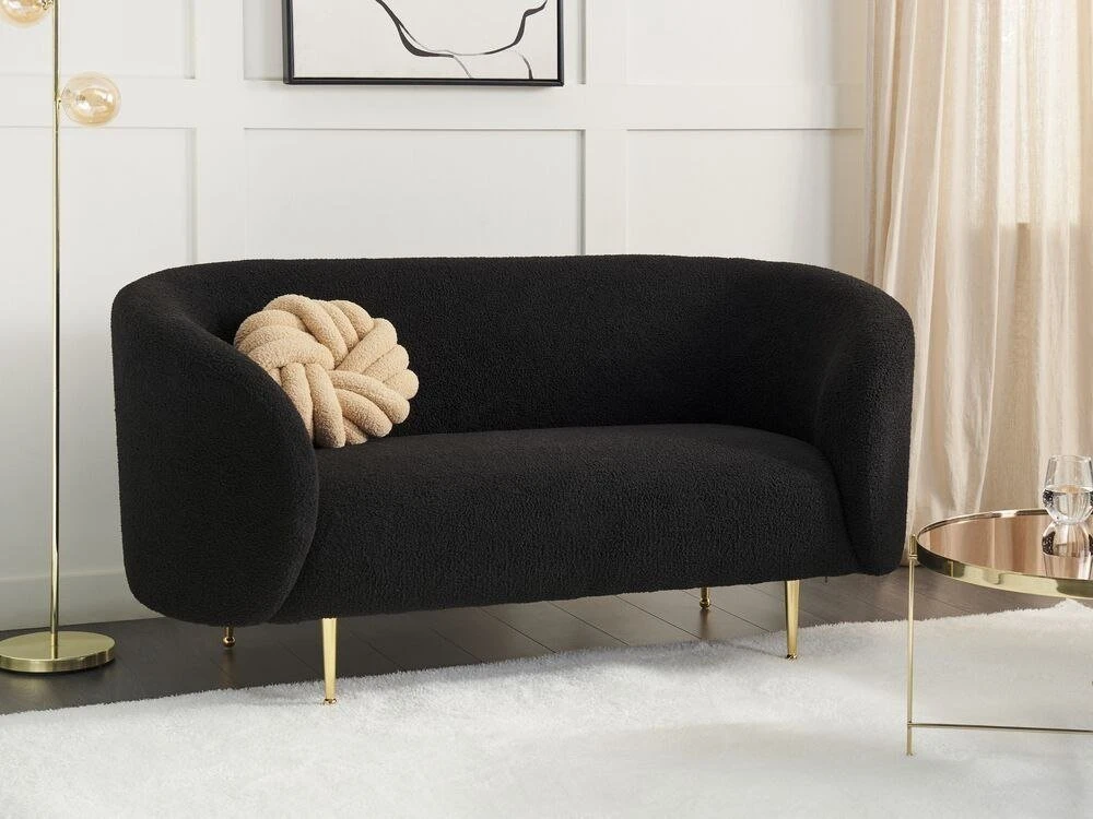 Beliani Dviejų vietų sofa LOEN Boucle juoda