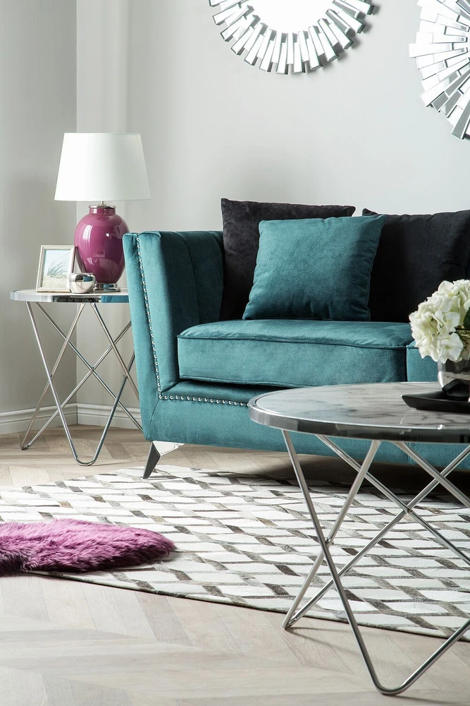Beliani 2 vietų sofa GAULA, veliūras, žydra