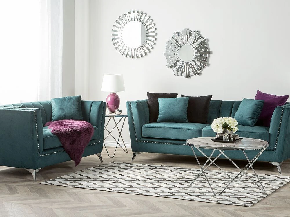 Beliani 2 vietų sofa GAULA, veliūras, žydra