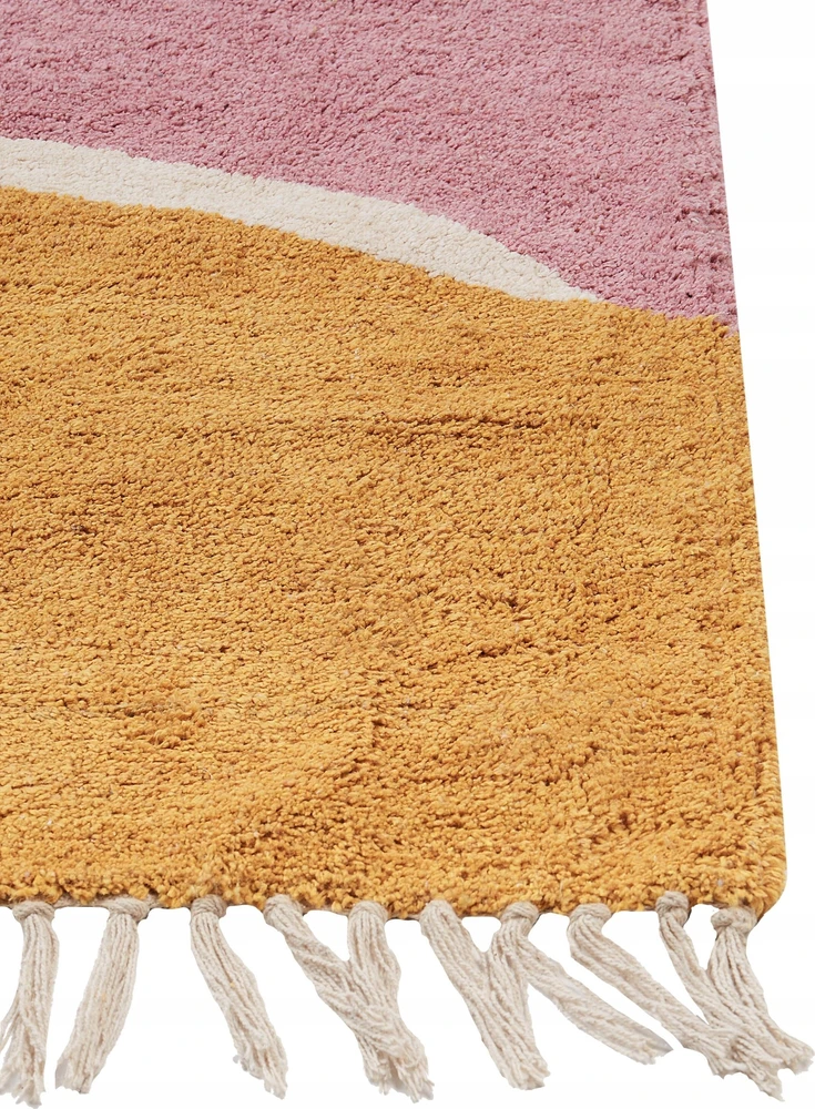 Beliani Kilimas XINALI rožinis 140 x 200 cm medvilninis
