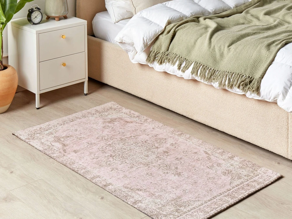 Beliani Kilimas MATARIM rožinis 80 x 150 cm medvilninis