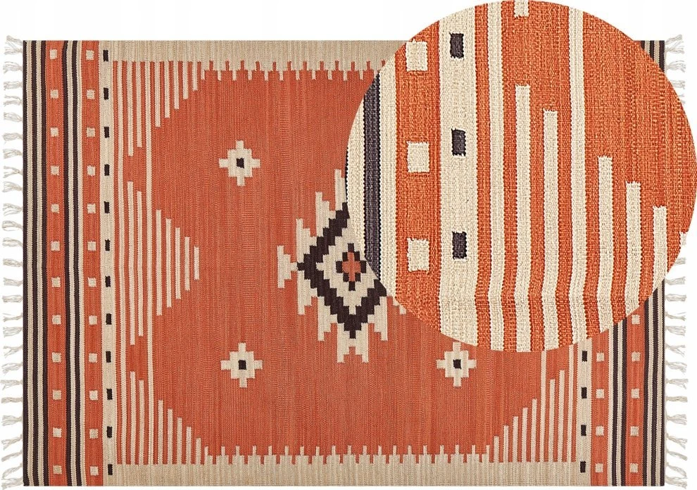 Beliani Kilimas GAVAR oranžinis 160 x 230 cm medvilninis kilimas