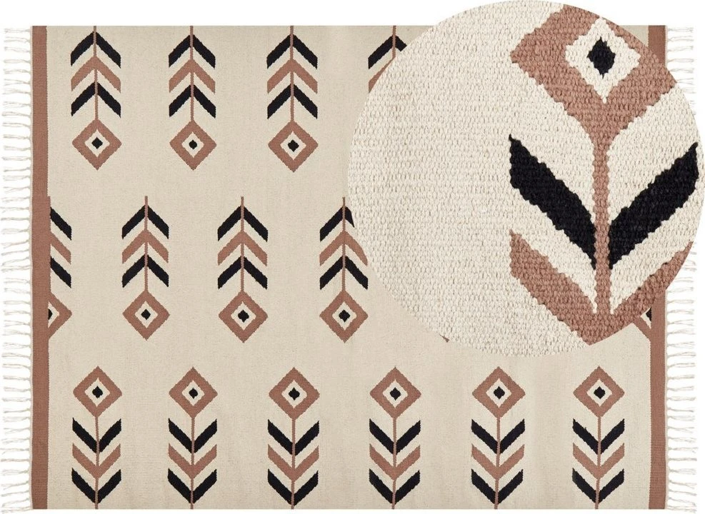 Beliani Kilimas NIAVAN smėlio spalvos 160 x 230 cm medvilninis Kilim