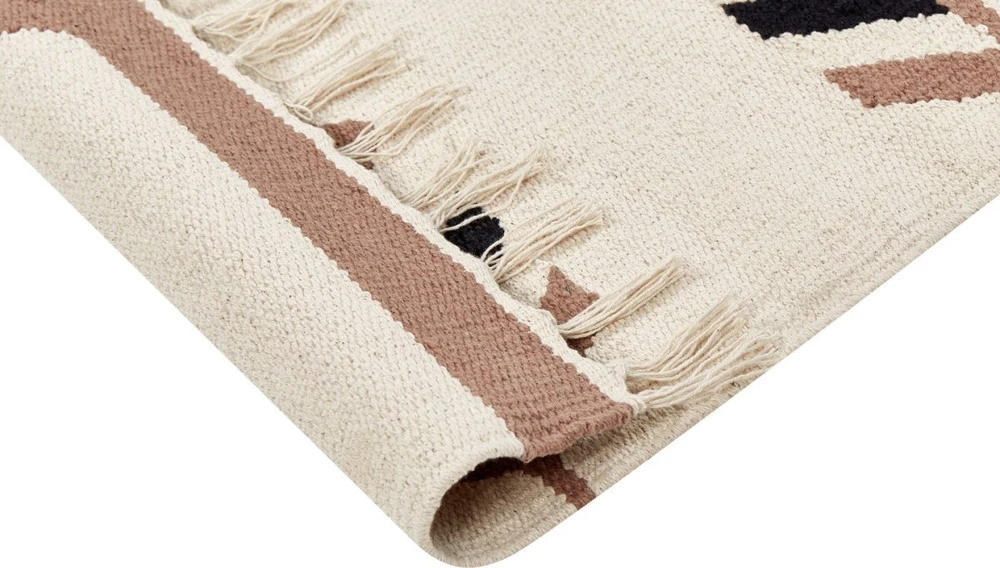 Beliani Kilimas NIAVAN smėlio spalvos 160 x 230 cm medvilninis Kilim