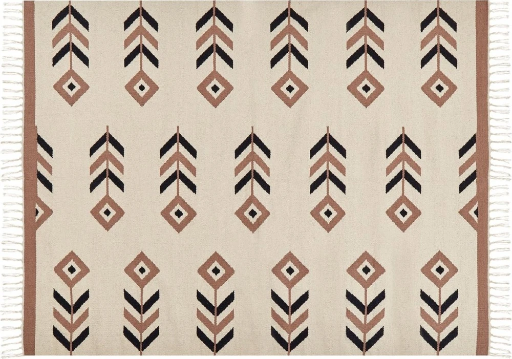 Beliani Kilimas NIAVAN smėlio spalvos 160 x 230 cm medvilninis Kilim