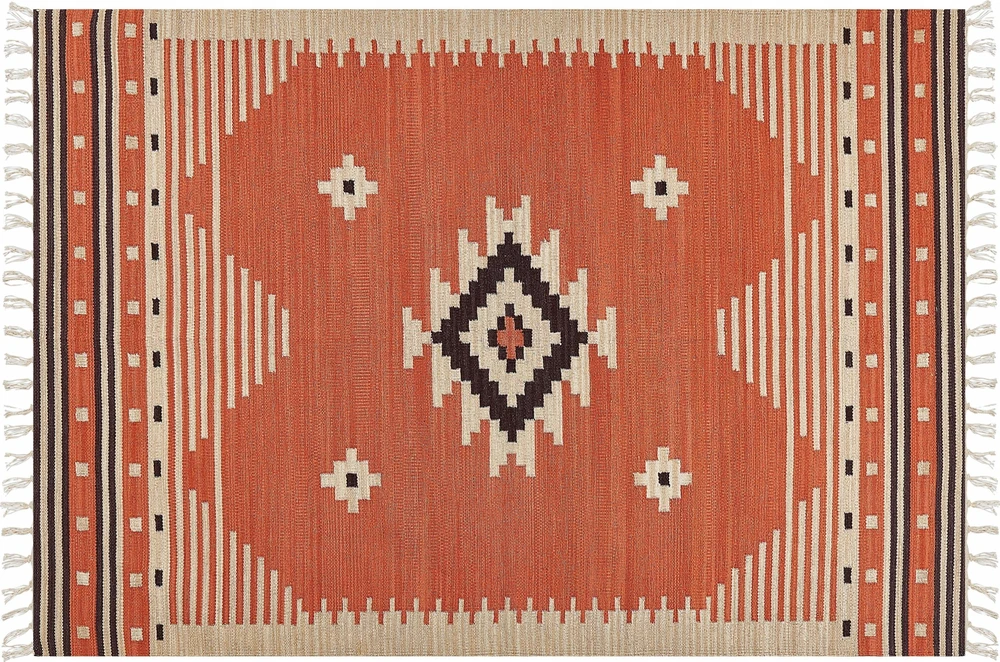 Beliani Kilimas GAVAR oranžinis 160 x 230 cm medvilninis kilimas