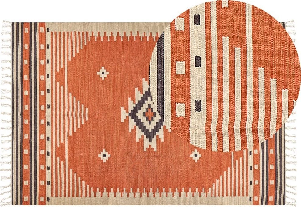 Beliani Kilimas GAVAR oranžinis 200 x 300 cm medvilninis kilimas