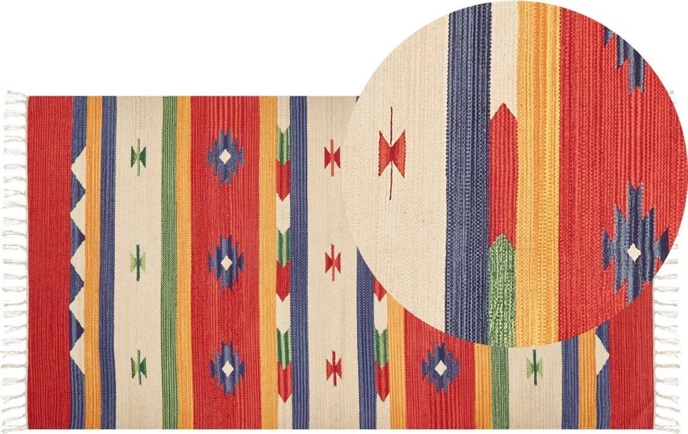 Beliani Kilimas ALAPARS Spalvotas 80 x 150 cm Medvilninis Kilim