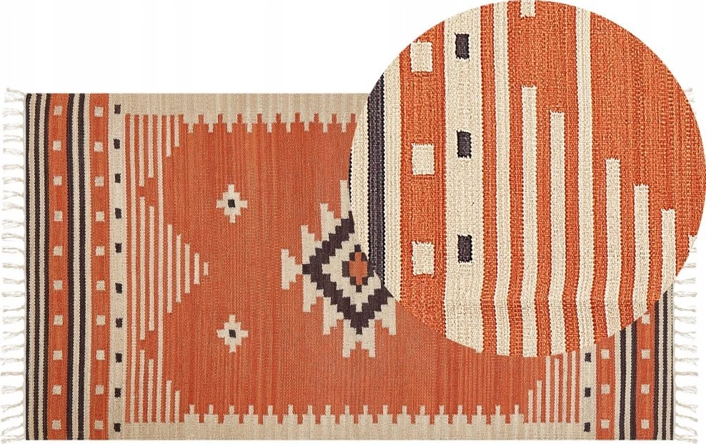 Beliani Kilimas GAVAR oranžinis 80 x 150 cm medvilninis kilimas