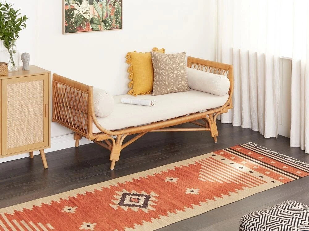 Beliani Kilimas GAVAR oranžinis 80 x 300 cm medvilninis
